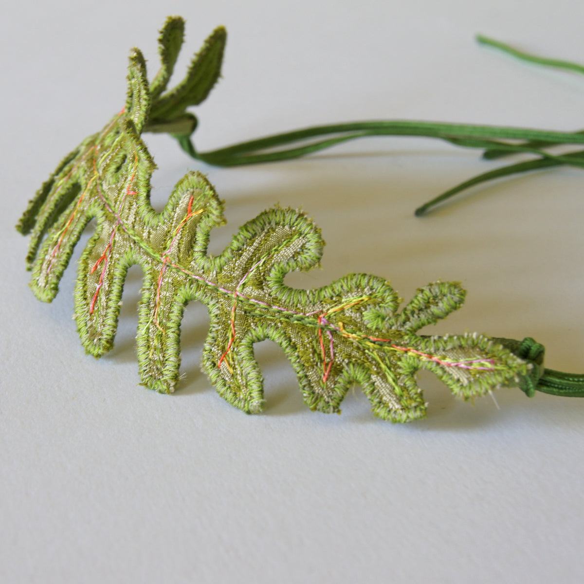 Fern Leaf Bun Wrap Botanical Textile Art Hair Accessory