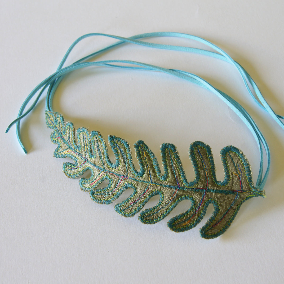 Fern Leaf Bun Wrap Botanical Textile Art Hair Accessory