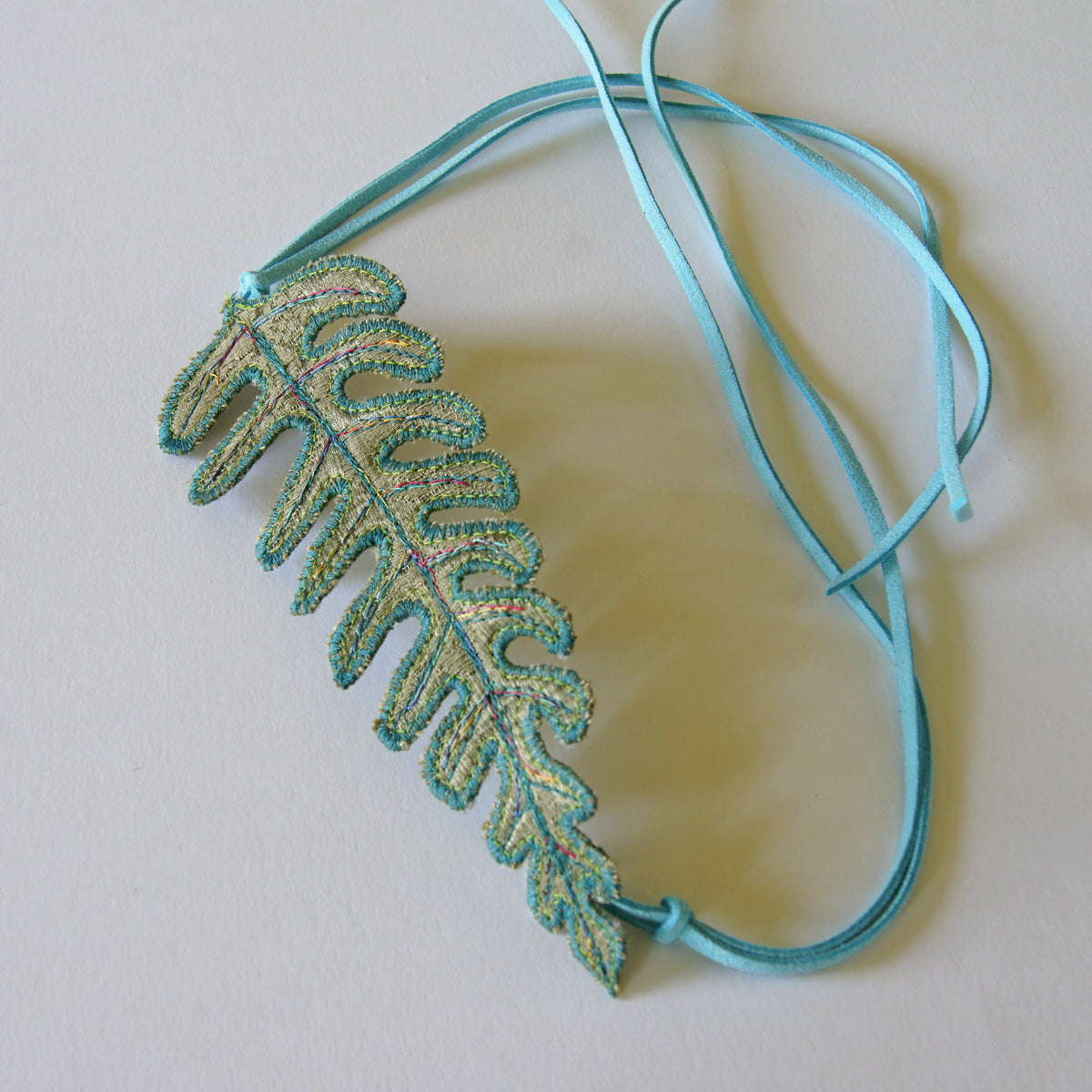 Fern Leaf Bun Wrap Botanical Textile Art Hair Accessory