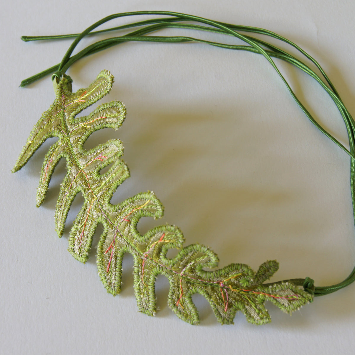 Fern Leaf Bun Wrap Botanical Textile Art Hair Accessory