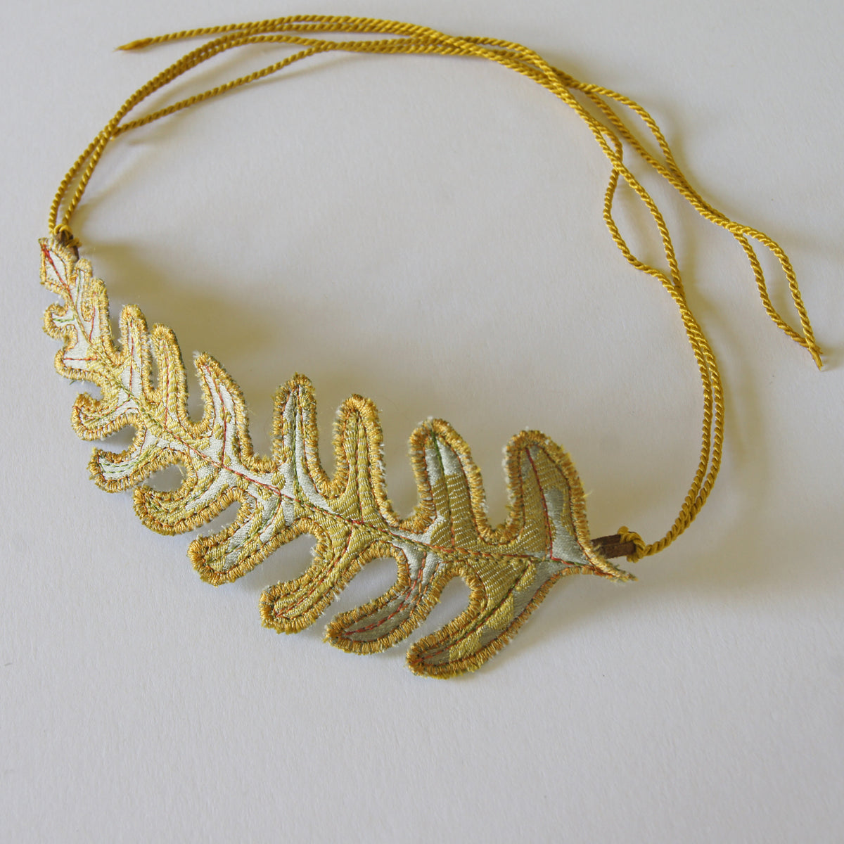 Fern Leaf Bun Wrap Botanical Textile Art Hair Accessory