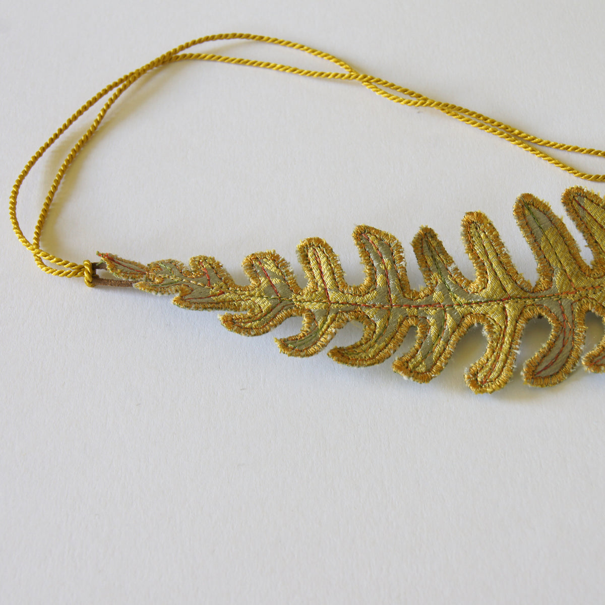 Fern Leaf Bun Wrap Botanical Textile Art Hair Accessory