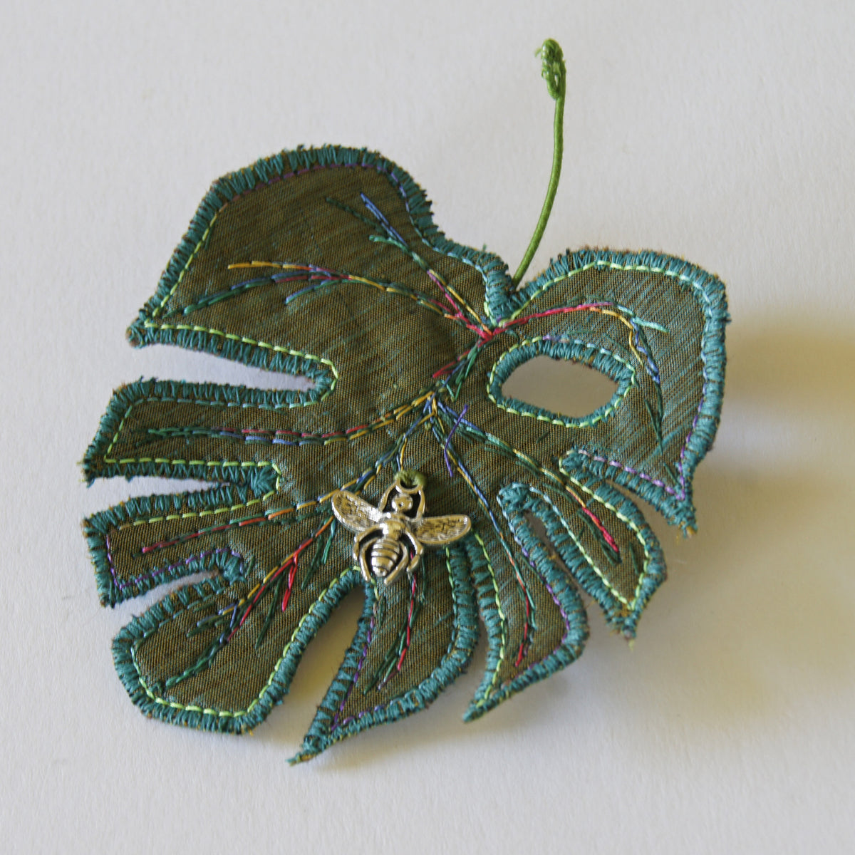 Textile Leaf Brooch Monstera deliciosa
