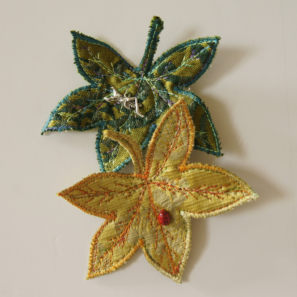 Textile Sweetgum Leaves Hair Clips