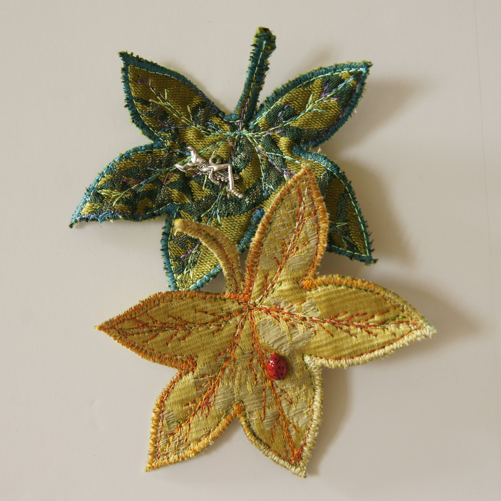 Textile Sweetgum Leaves Hair Clips