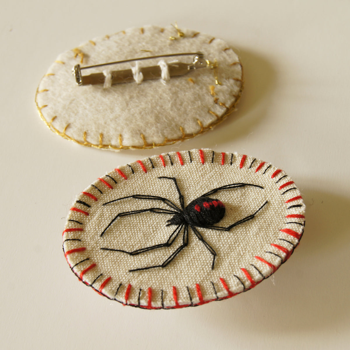 Black Widow Spider Pin Embroidered Jewelry for Arachnophiles