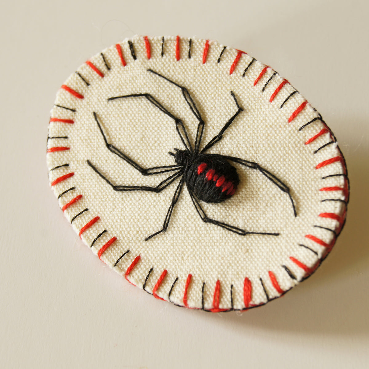 Embroidered Jewelry Arachnophile Brooch Pin RedBack Spider