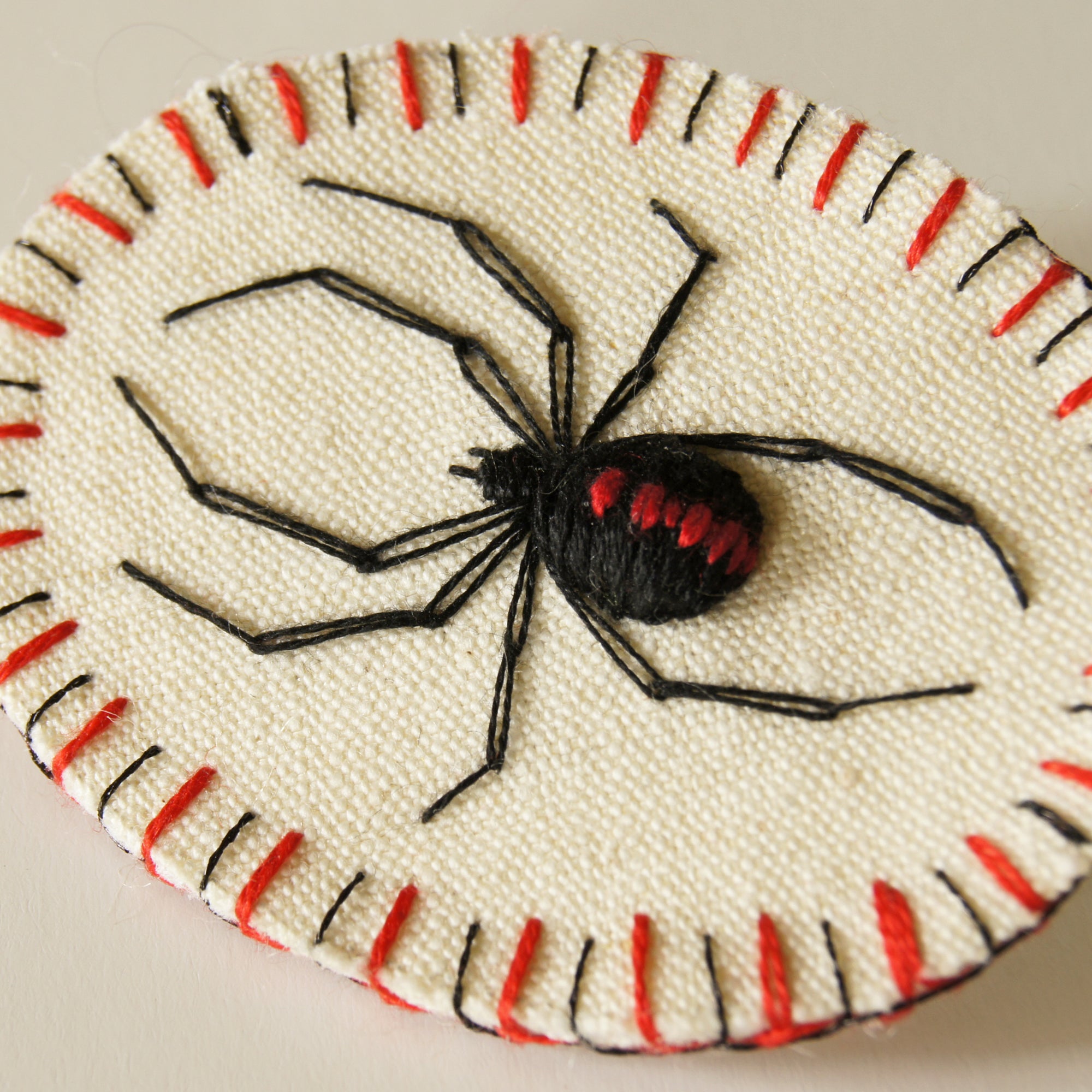 Embroidered Jewelry Arachnophile Brooch Pin RedBack Spider