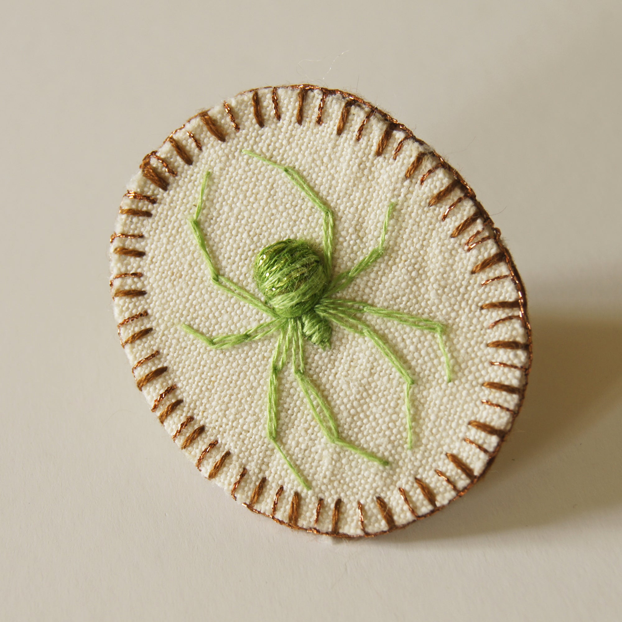 Embroidered Spider Brooch Pin Arachnophile Jewelry