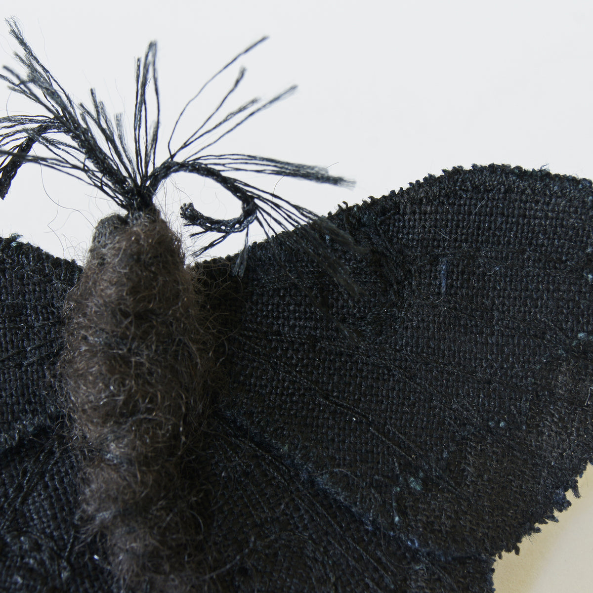 Black &amp; White Luna Moth Fiber Art Brooch Collaboration with Nuit Clothing Atelier