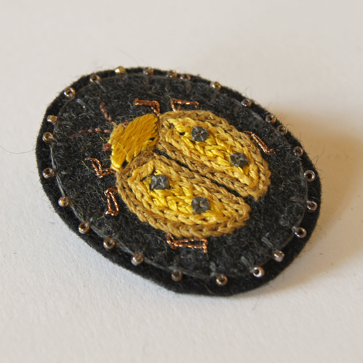 Hand Embroidered Sew On Patch Ladybug Ladybird Red Yellow Coccinellidae