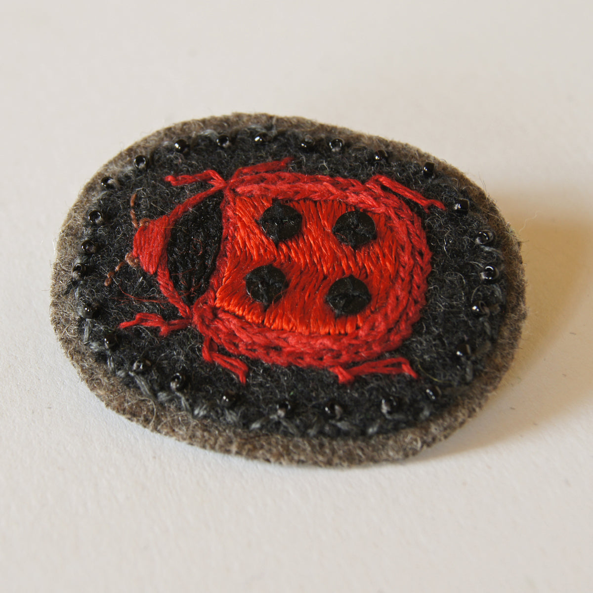Hand Embroidered Sew On Patch Ladybug Ladybird Red Yellow Coccinellidae
