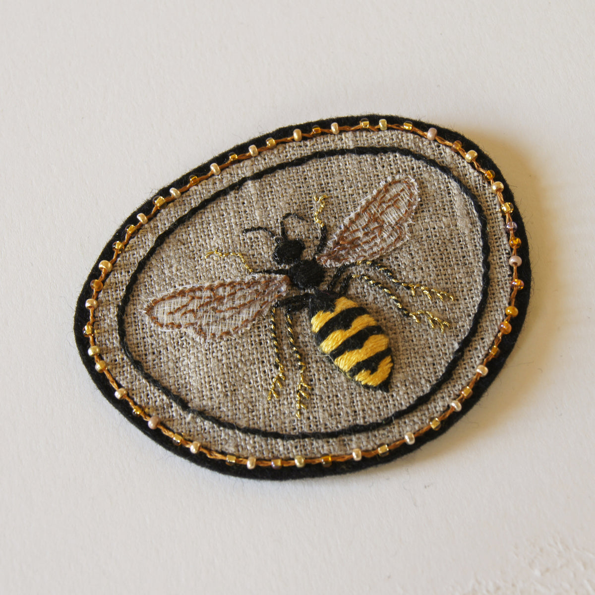 Common Wasp Hand Embroidered Sew-on Patch
