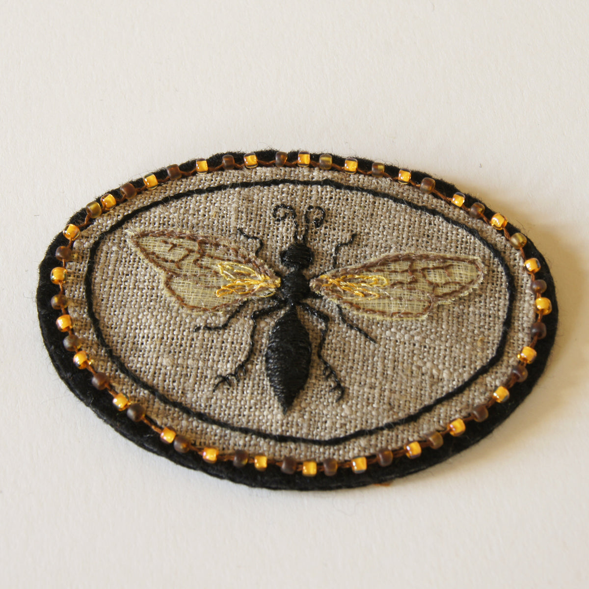 Mournful Wasp Hand Embroidered Sew On Patch