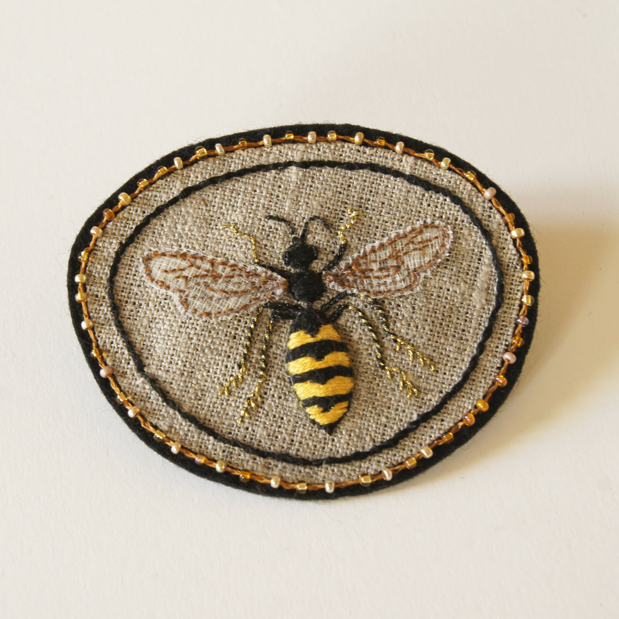 Common Wasp Hand Embroidered Sew-on Patch
