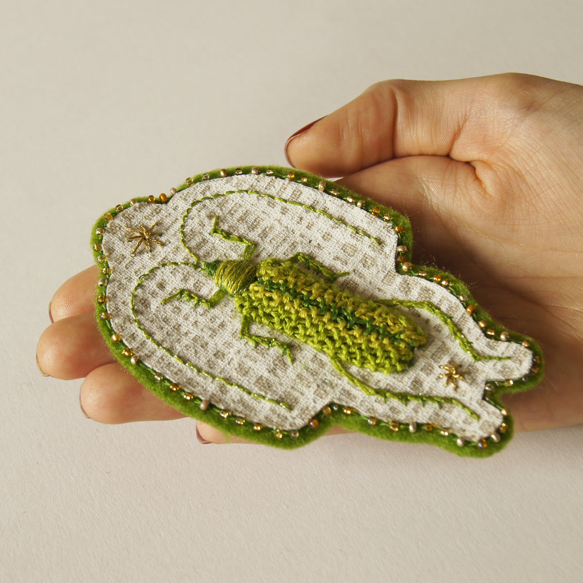 Chartreuse Longhorn Beetle Sew-On Patch