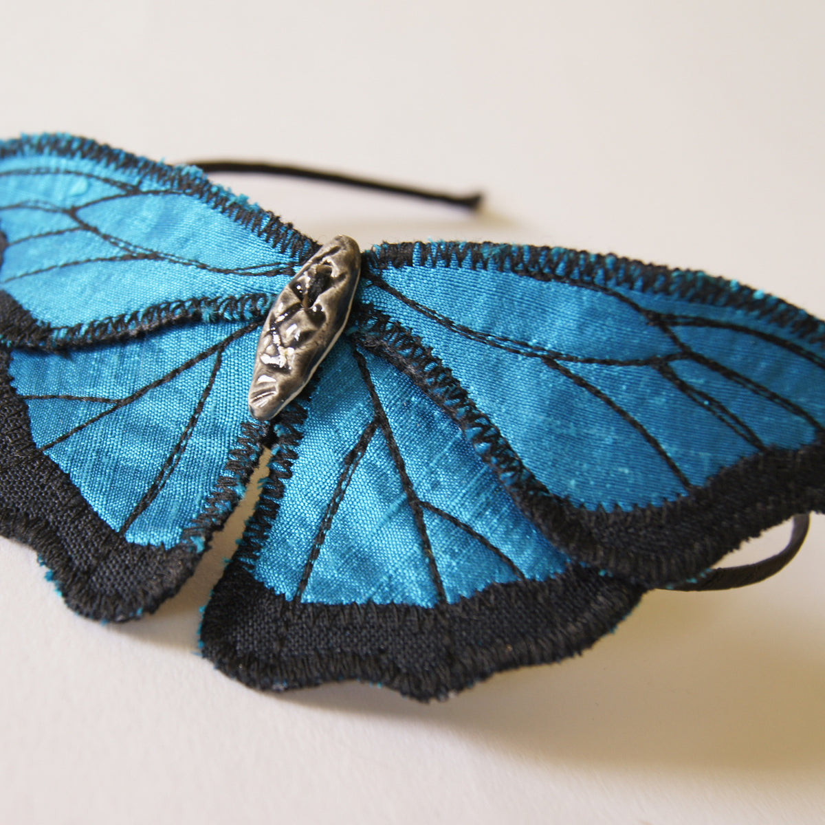 Headband Blue Morpho Butterfly Silk Botanical Hairband