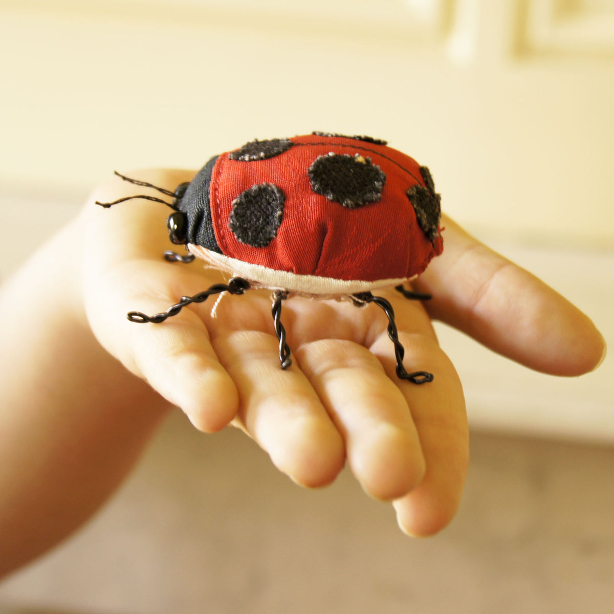 Ladybird Ladybug Beetle vintage silk soft sculpture