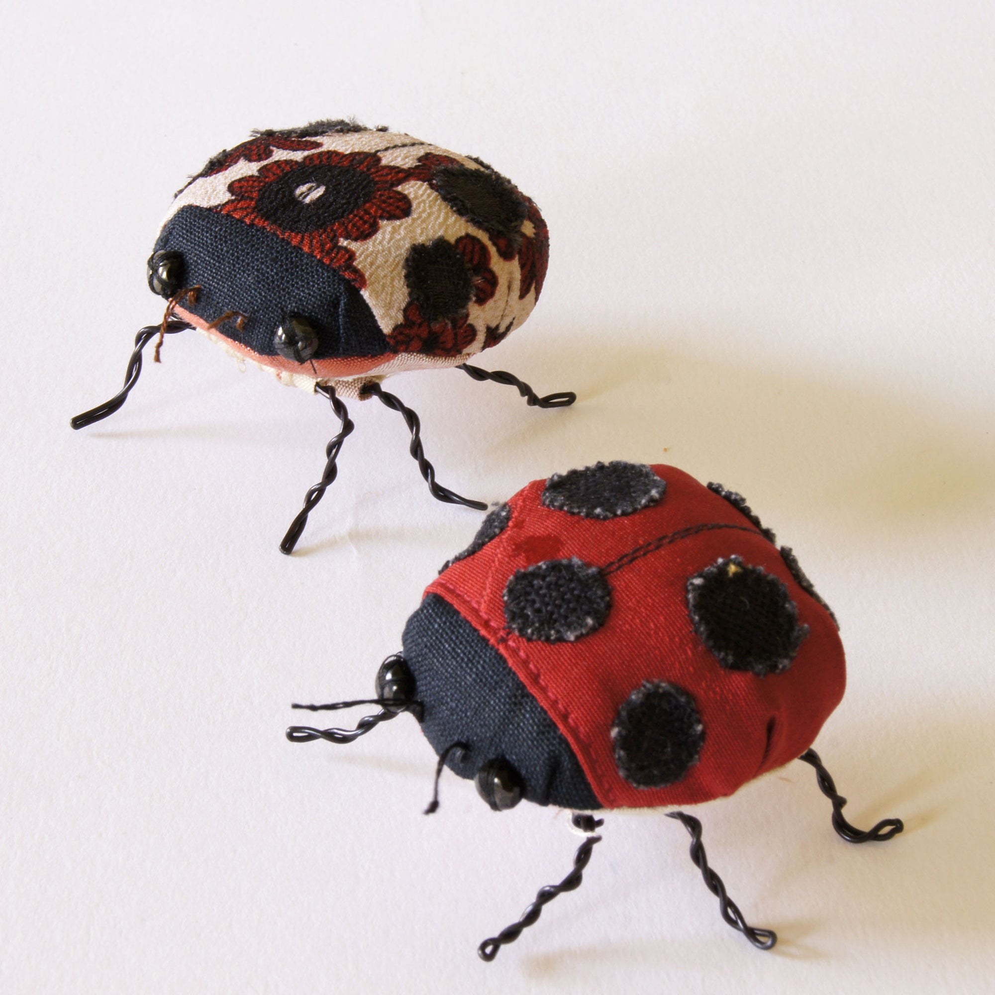 Ladybird Ladybug Beetle vintage silk soft sculpture
