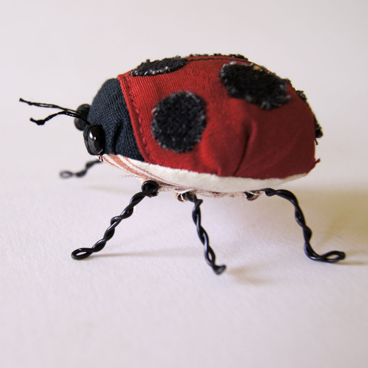 Ladybird Ladybug Beetle vintage silk soft sculpture