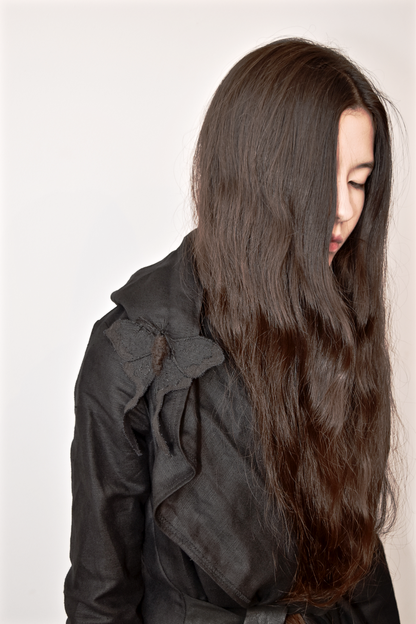 Black &amp; White Luna Moth Fiber Art Brooch Collaboration with Nuit Clothing Atelier