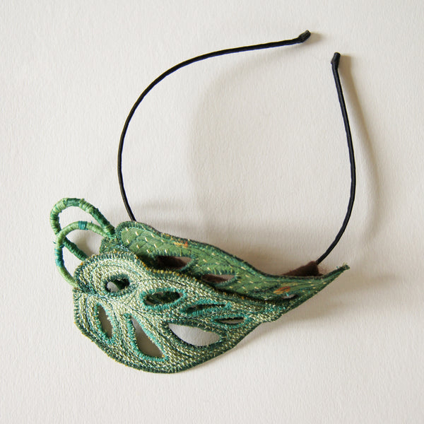 244. The Tropical Leaf Beaded Headband BEADED TROPICAL LEAVES Baby Headband, Flower Girl Flapper  main image 4