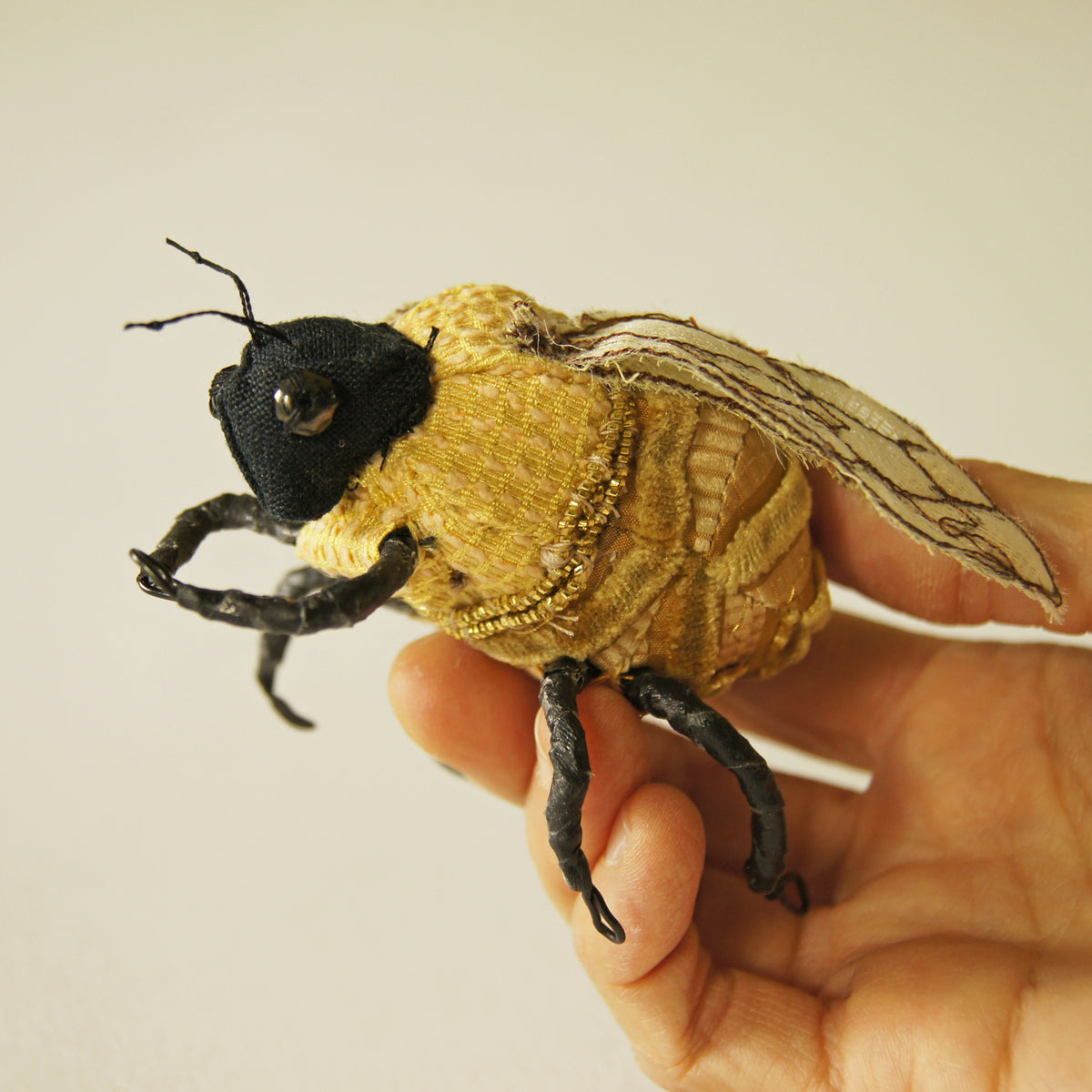Golden Bumblebee Textile Soft Sculpture
