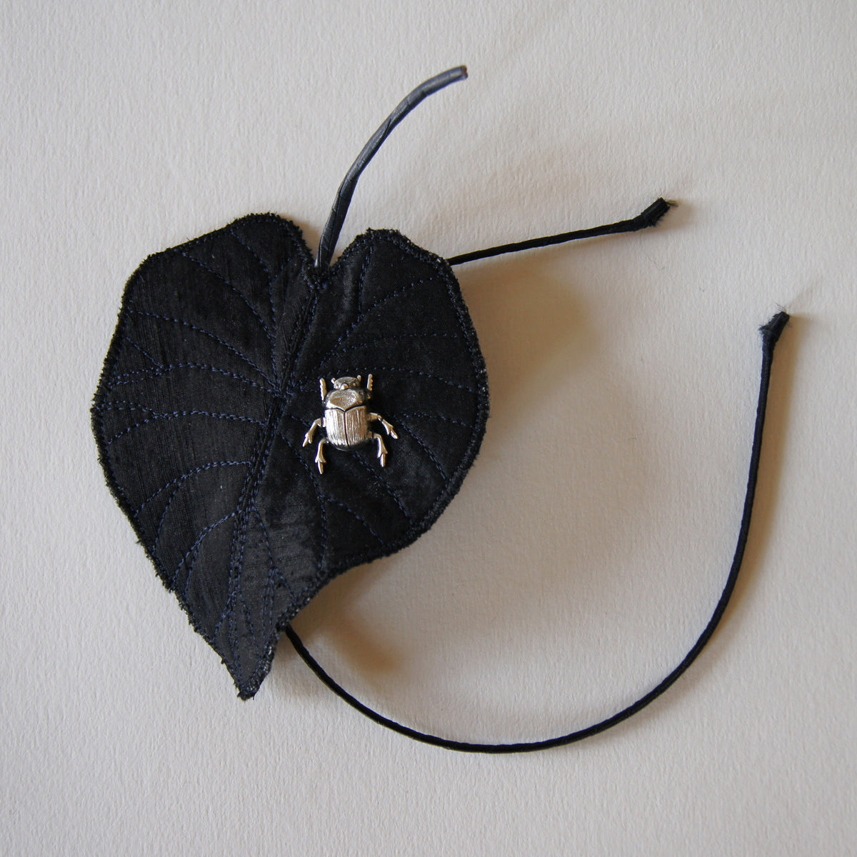 Black silk colocasia leaf headband