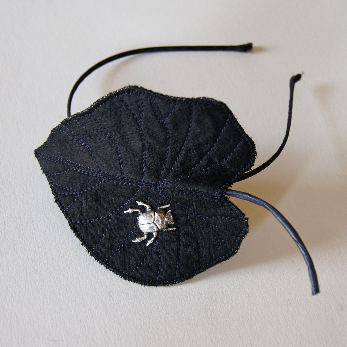 Black silk colocasia leaf headband