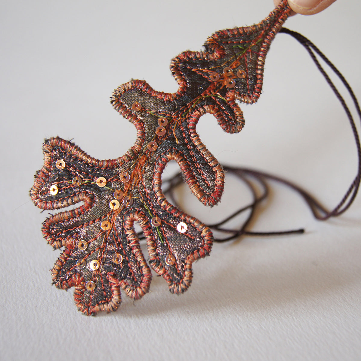 Brown and Copper oak leaf bun wrap