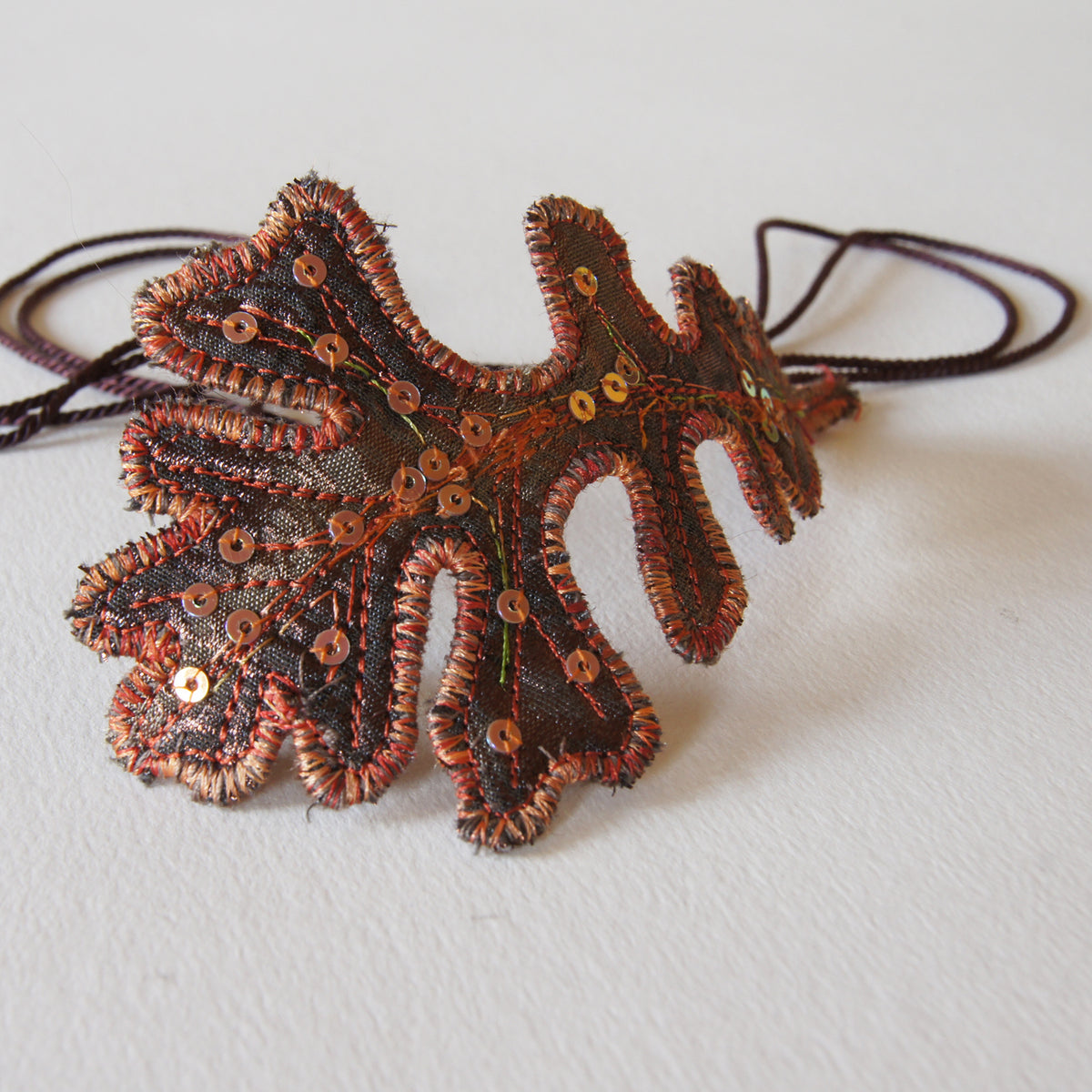 Brown and Copper oak leaf bun wrap