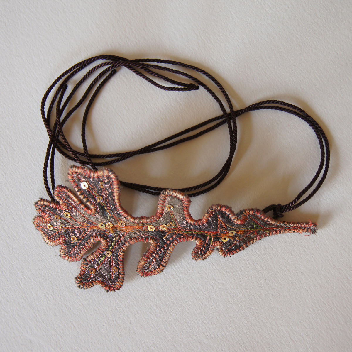 Brown and Copper oak leaf bun wrap