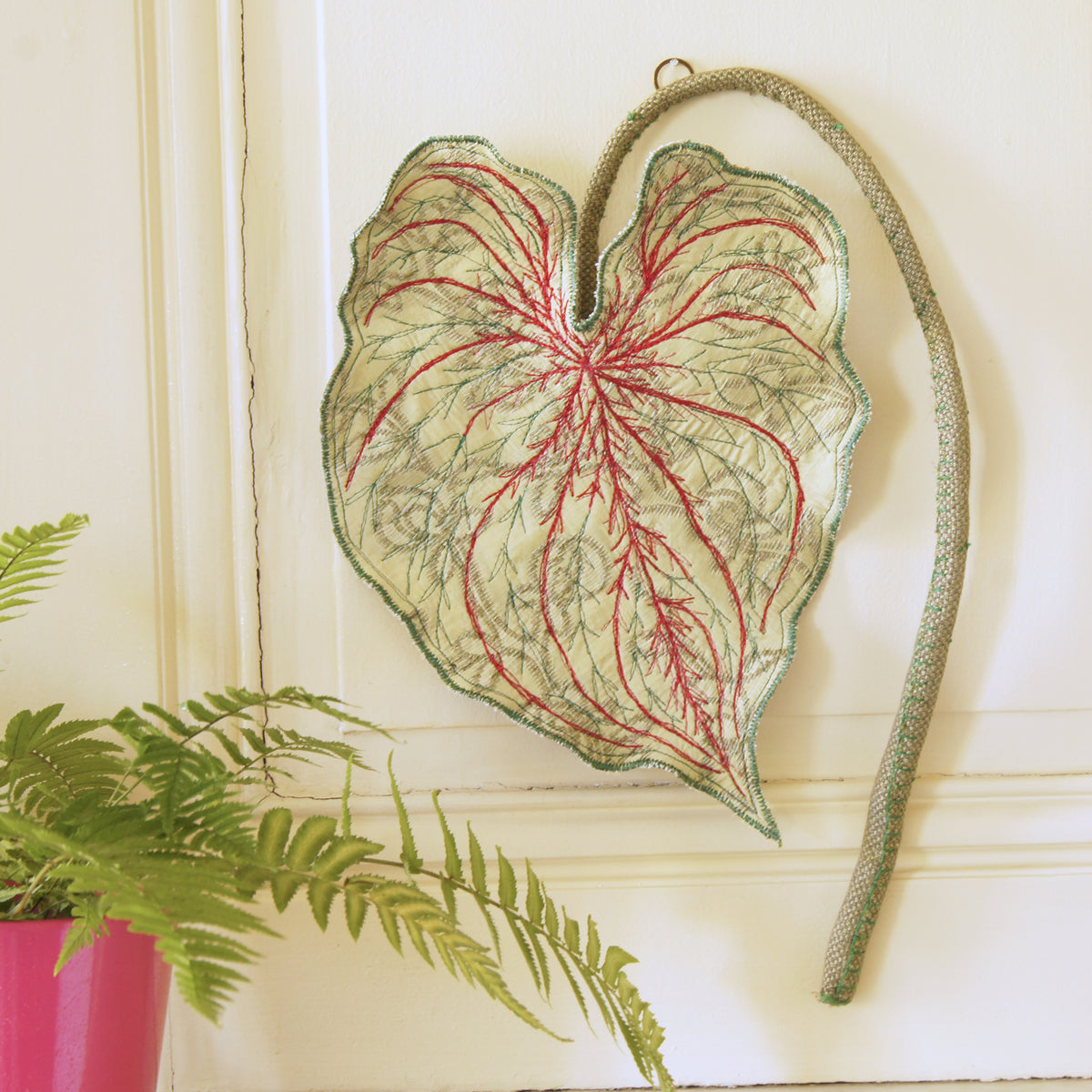 Caladium Leaf Wall Hanging, Botanical Decor