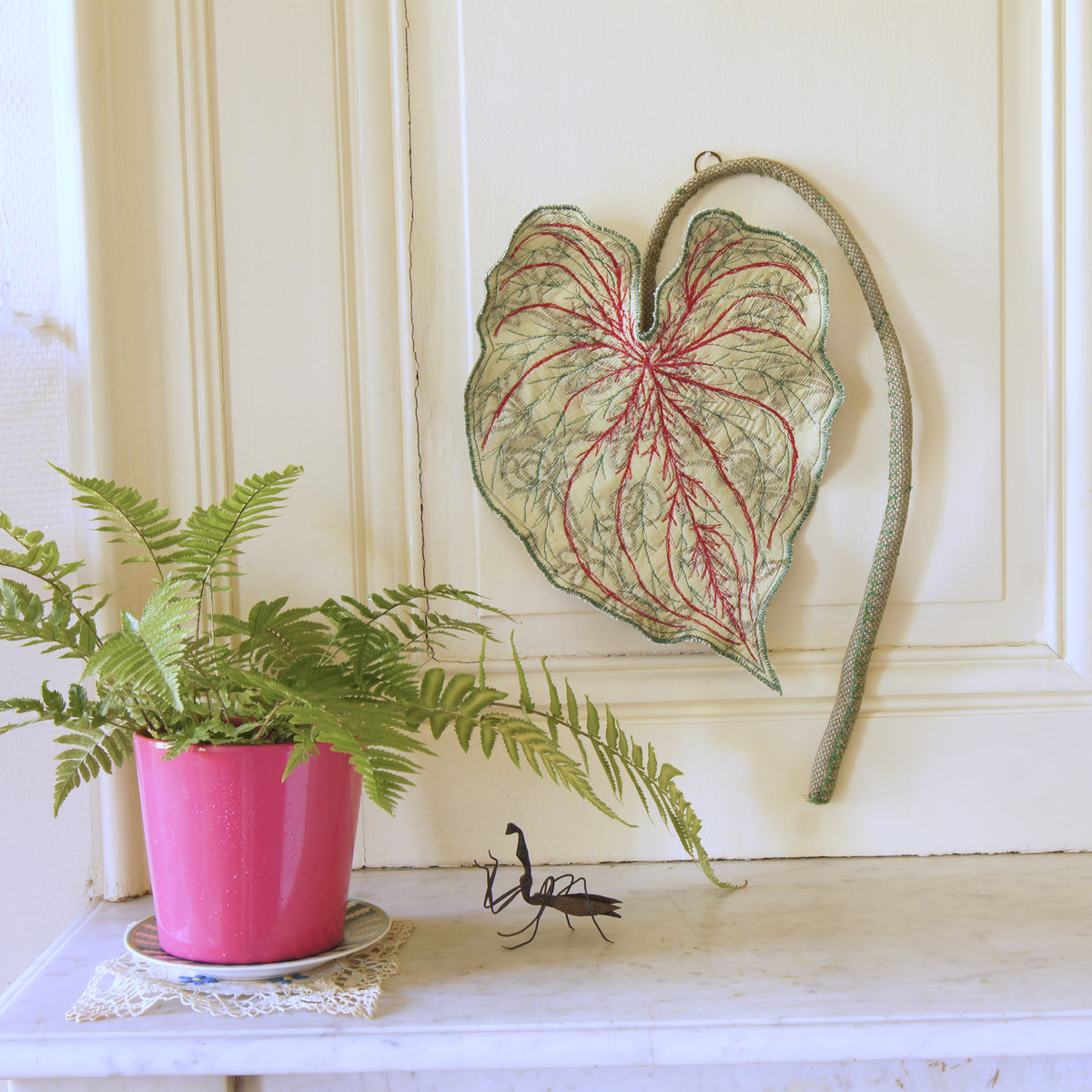 Caladium Leaf Wall Hanging, Botanical Decor