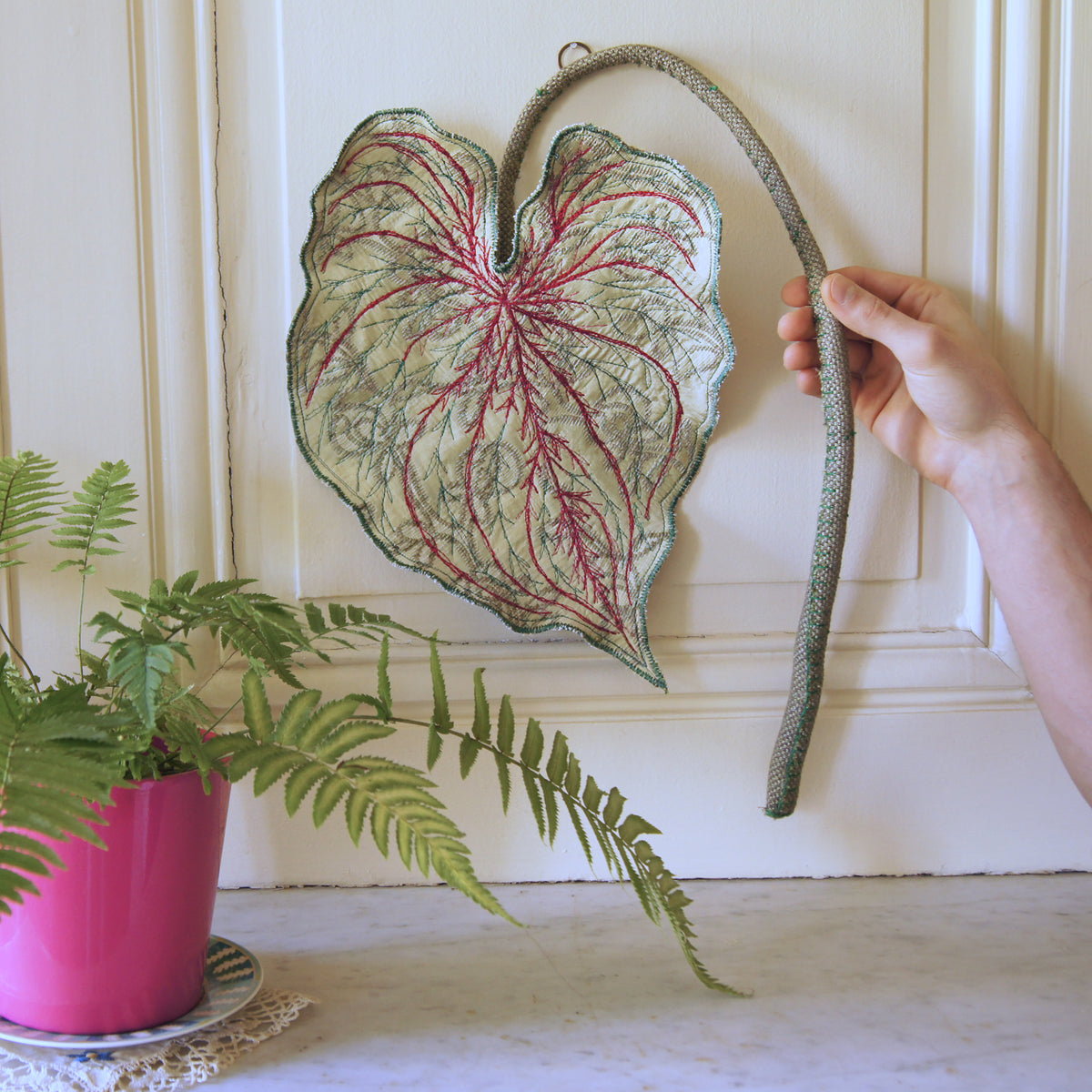 Caladium Leaf Wall Hanging, Botanical Decor