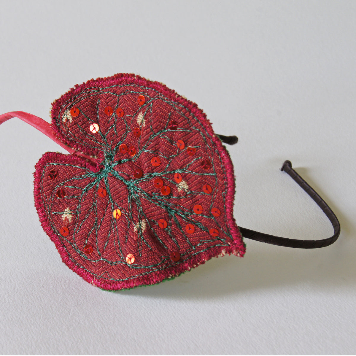 Ruby Red Caladium Leaf Headband