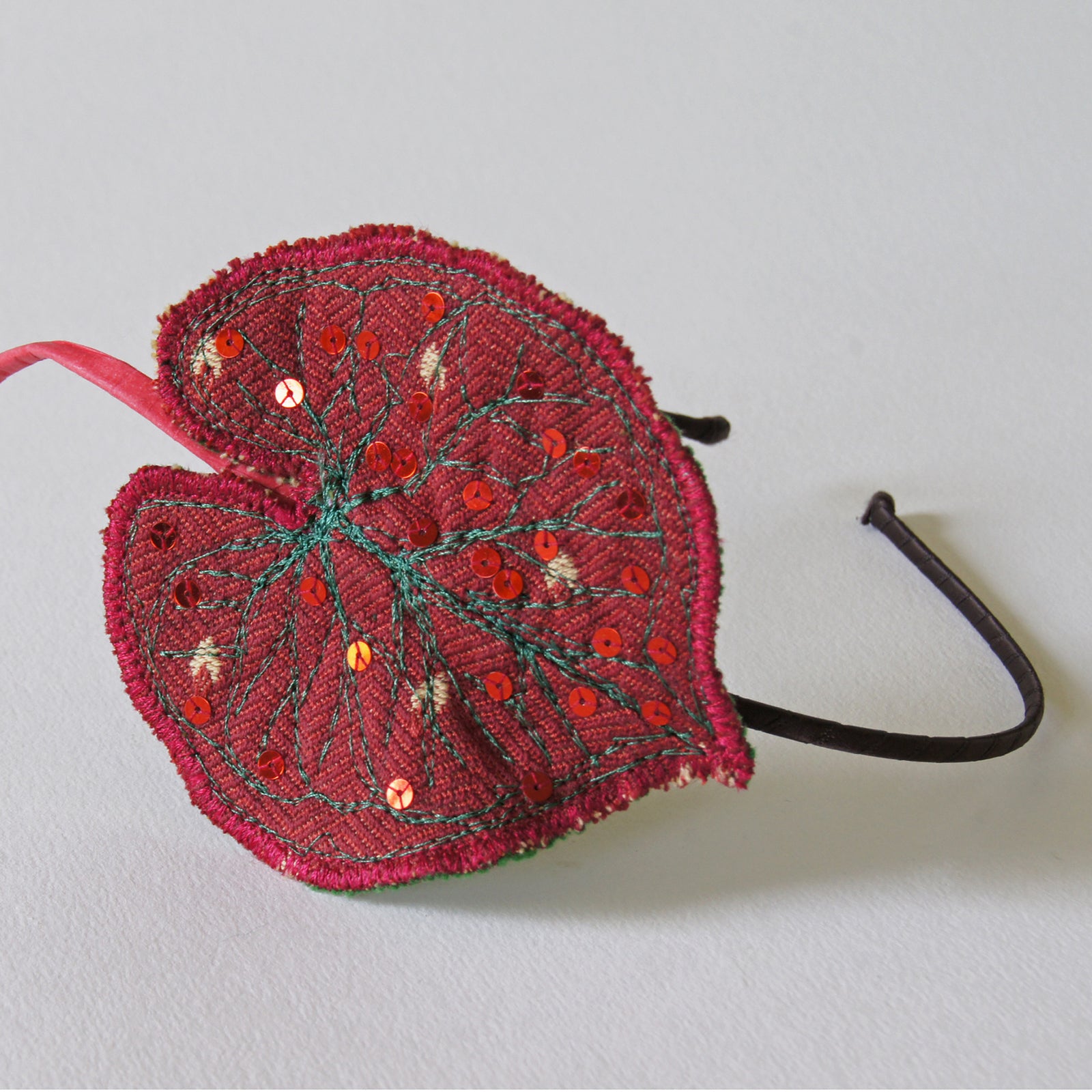 Ruby Red Caladium Leaf Headband