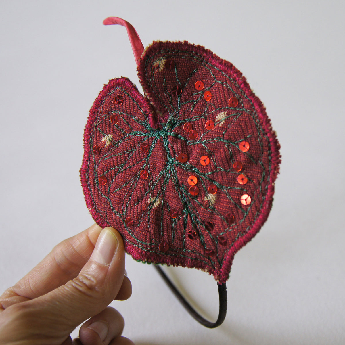 Ruby Red Caladium Leaf Headband