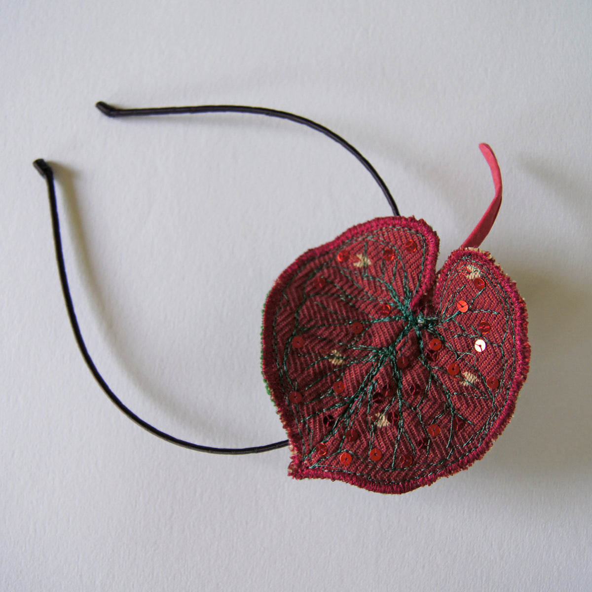 Ruby Red Caladium Leaf Headband