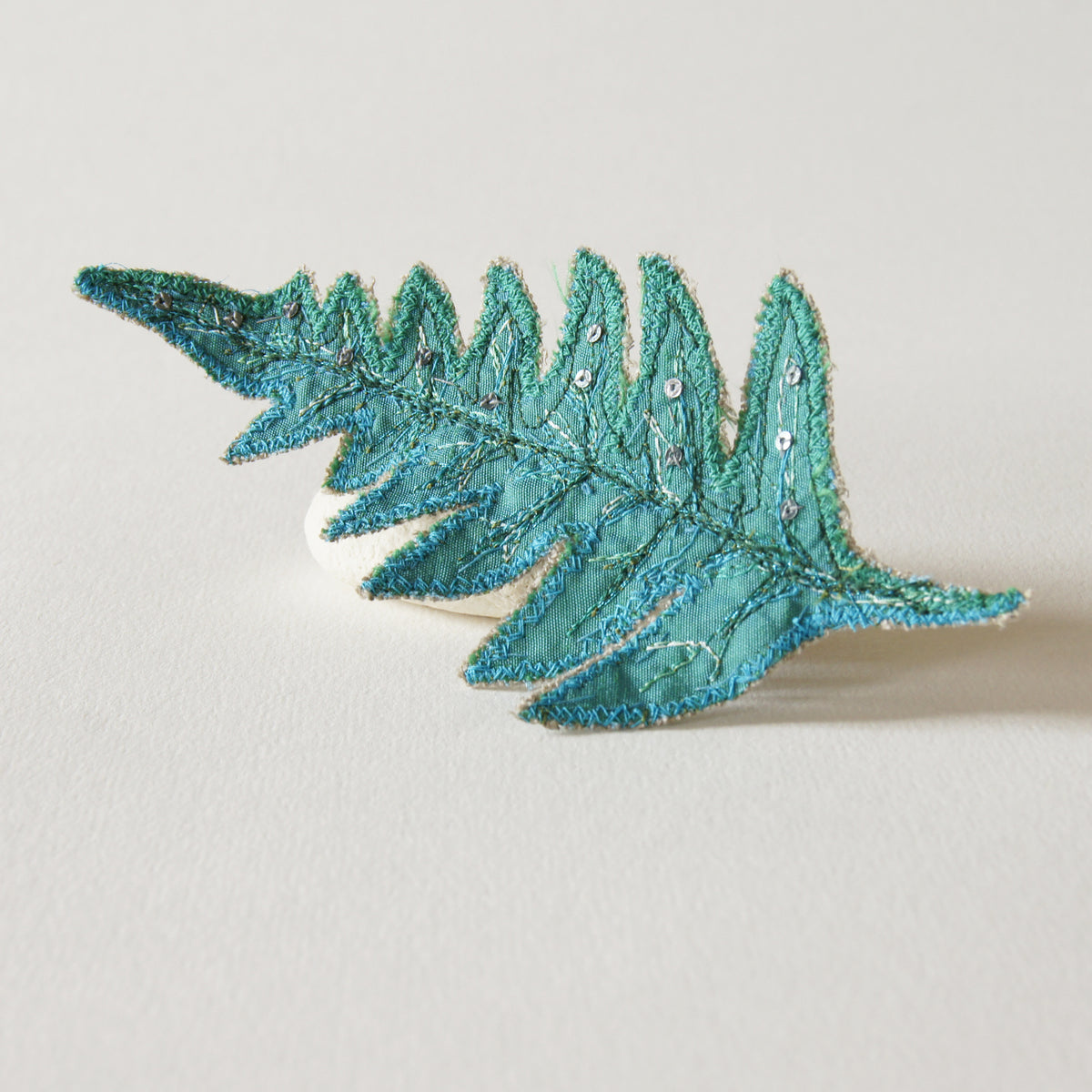 Blue Fern Leaf Brooch