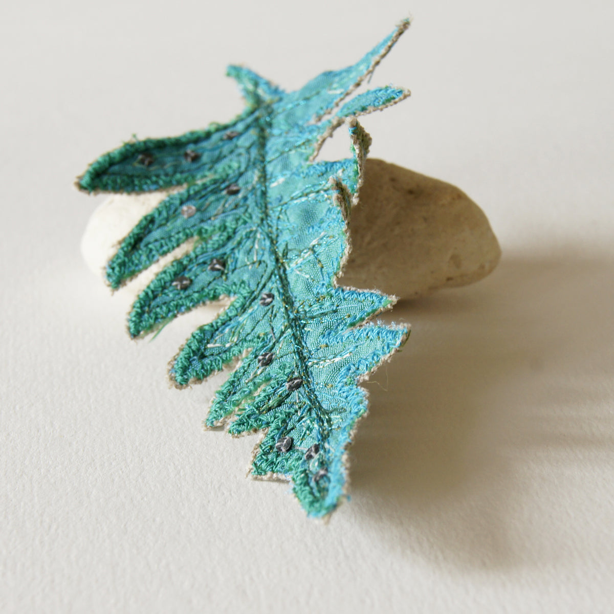 Blue Fern Leaf Brooch