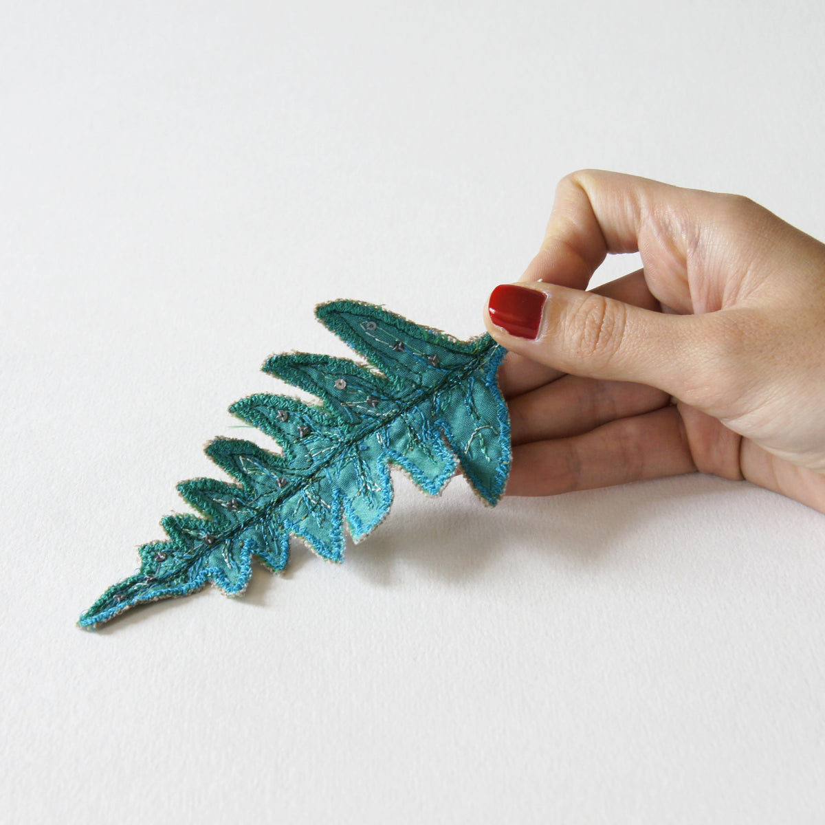 Blue Fern Leaf Brooch