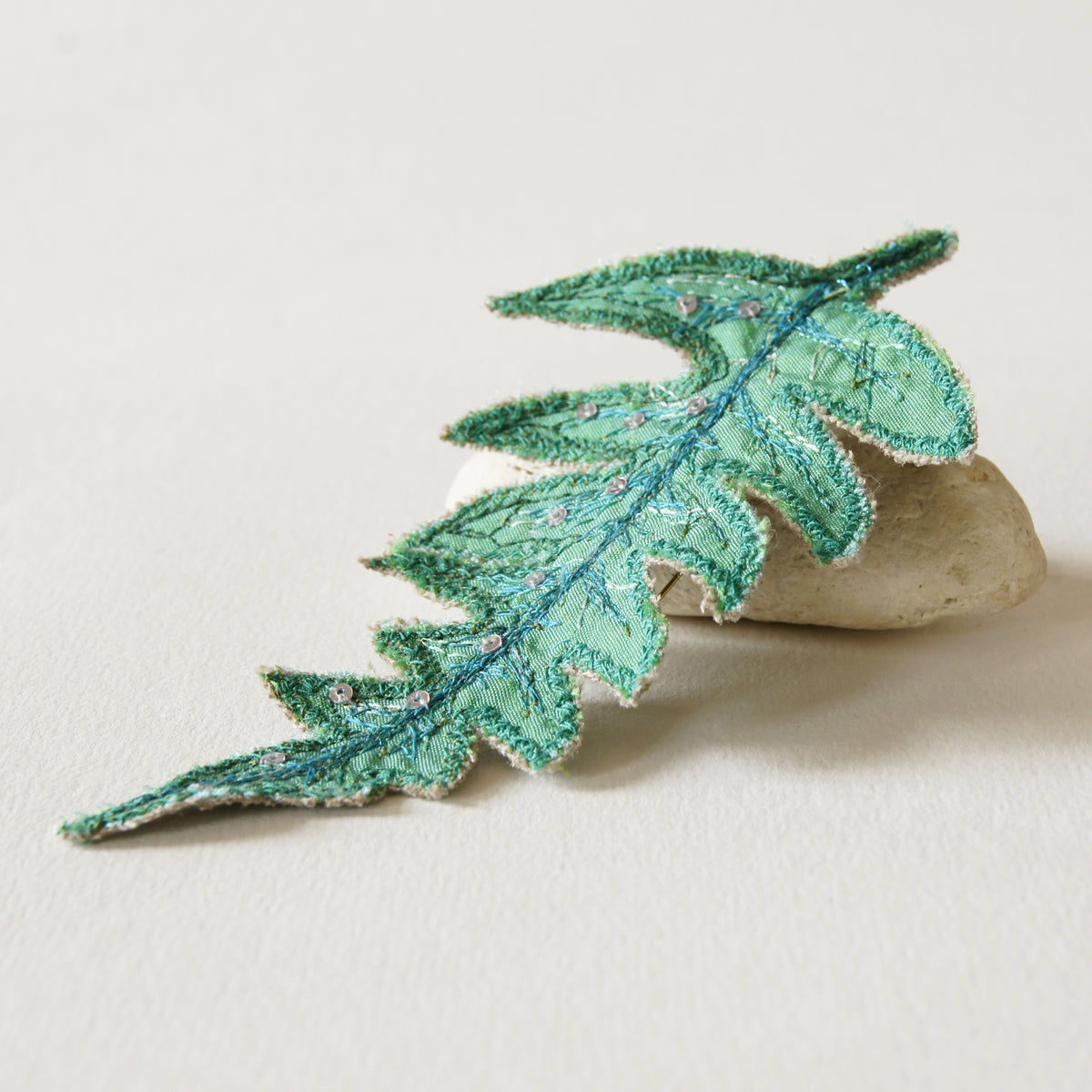 Green Fern Leaf Brooch