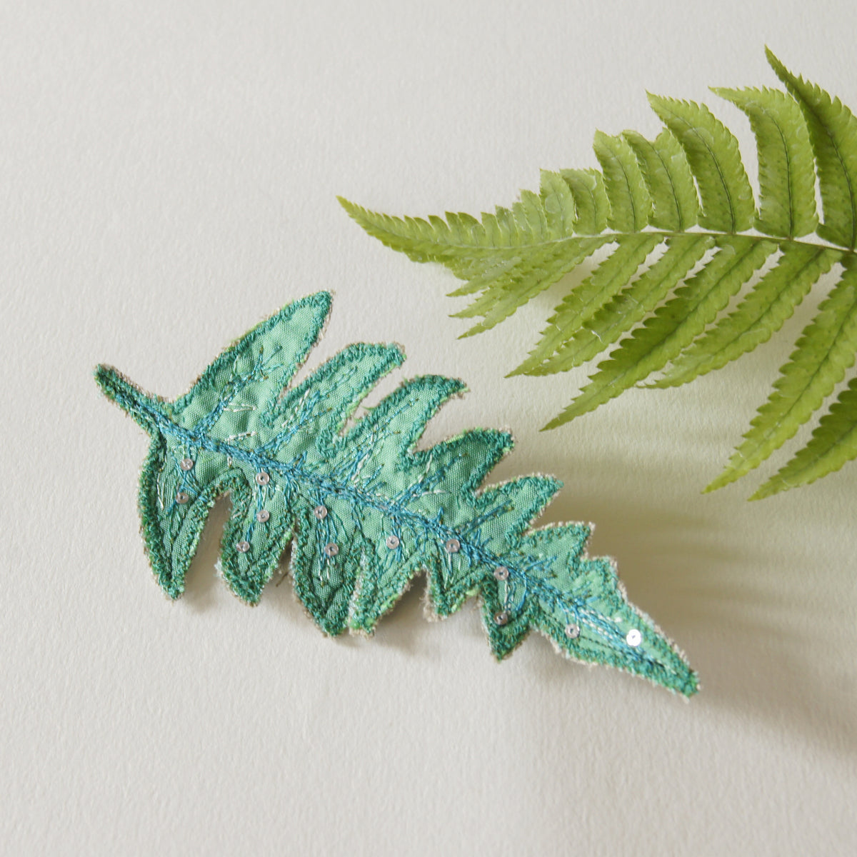 Green Fern Leaf Brooch
