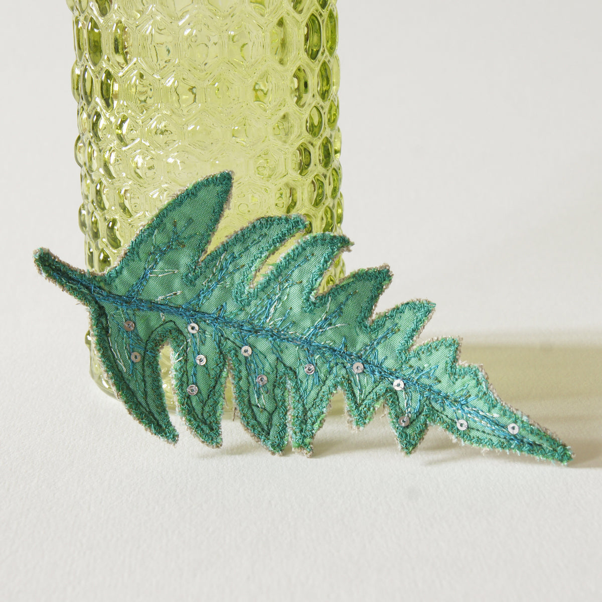 Green Fern Leaf Brooch
