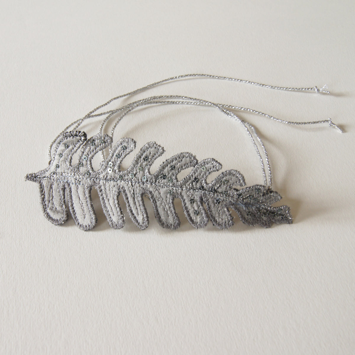 Silver Silk Fern Bun Wrap, Botanical Hair Accessory