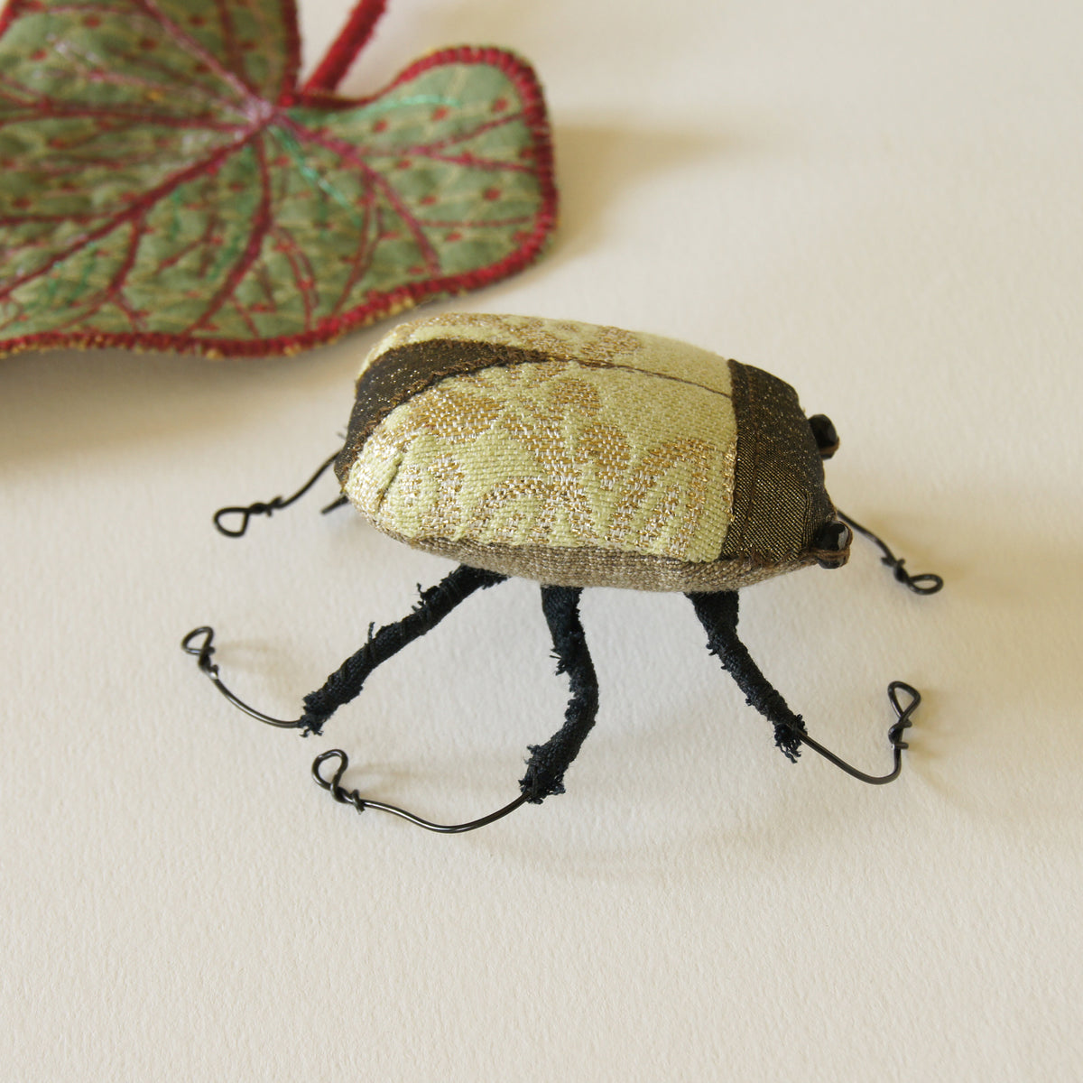 Magical Scarab Beetle soft sculpture vintage fabrics