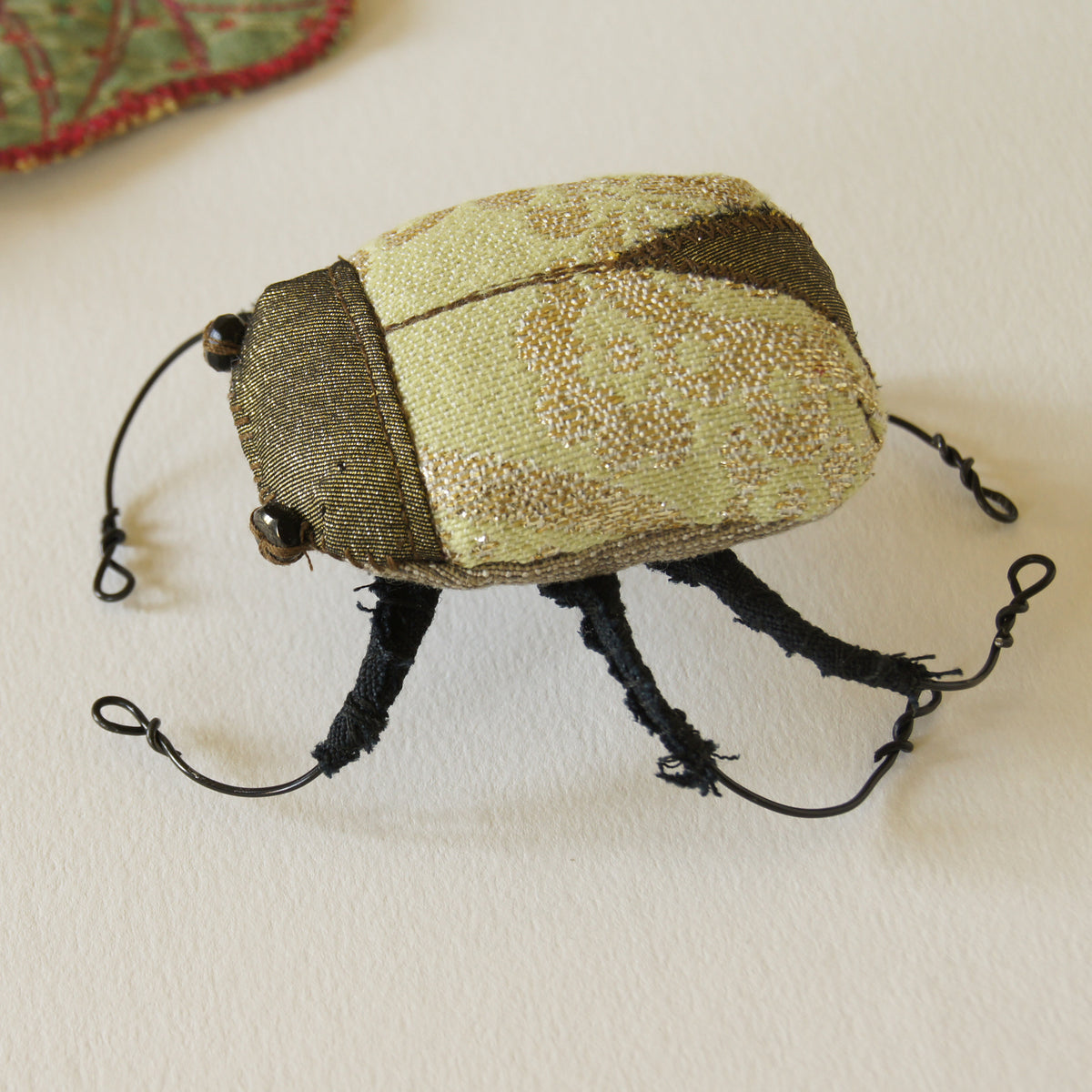 Magical Scarab Beetle soft sculpture vintage fabrics
