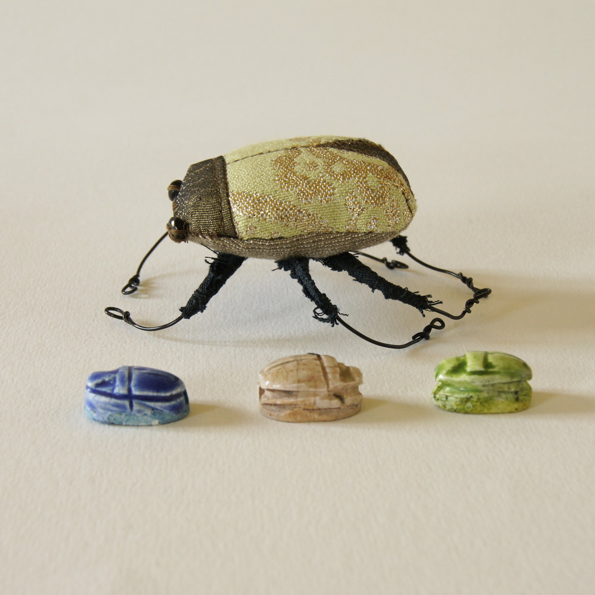 Magical Scarab Beetle soft sculpture vintage fabrics