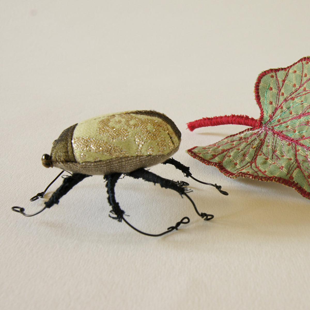 Magical Scarab Beetle soft sculpture vintage fabrics